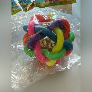🌈 Colorful Nobbly Wobbly Rainbow Ball with Bell for Dogs and Cats
